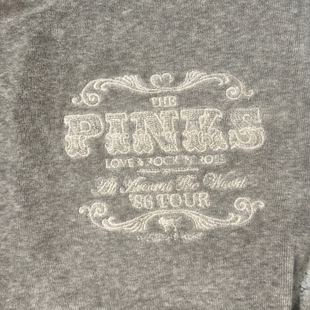 VS Pink Yoga Pants 2005 Velour XS Grey Y2K McBling Flare Foldover Loungewear - Picture 6 of 14